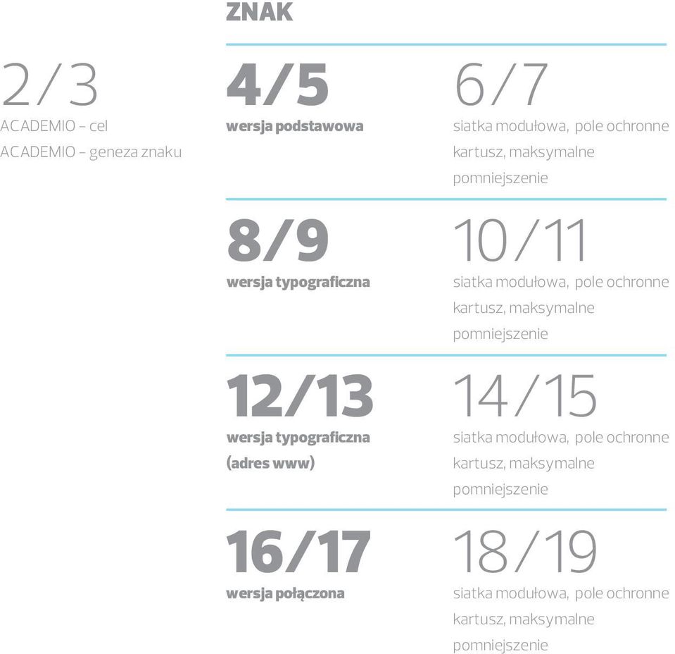 pomniejszenie 10/11 siatka modułowa, pole ochronne kartusz, maksymalne pomniejszenie 14/15 siatka modułowa,