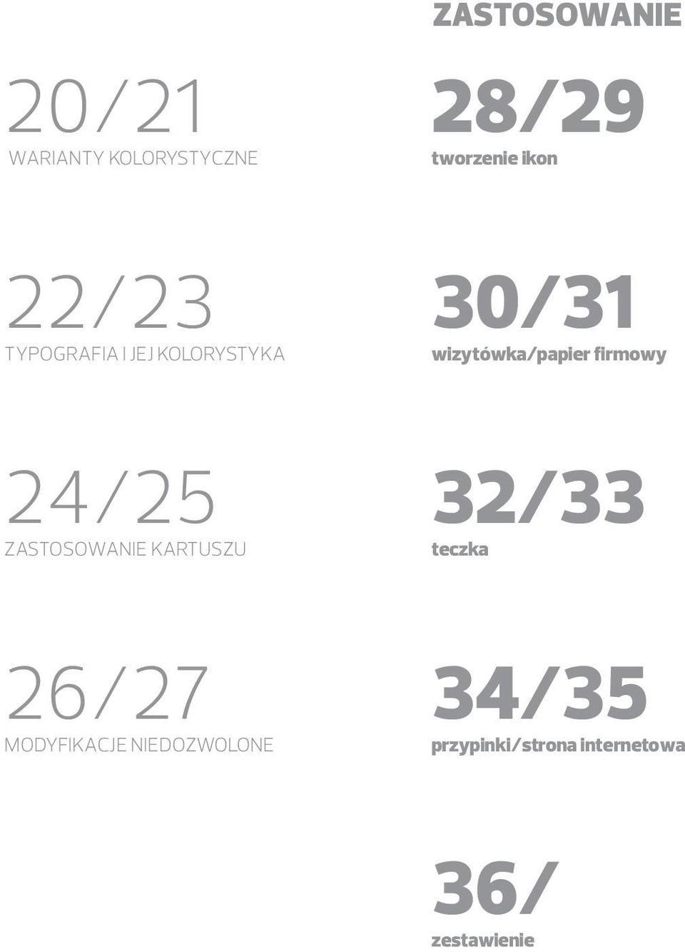 firmowy 24/25 ZASTOSOWANIE KARTUSZU 32/33 teczka 26/27
