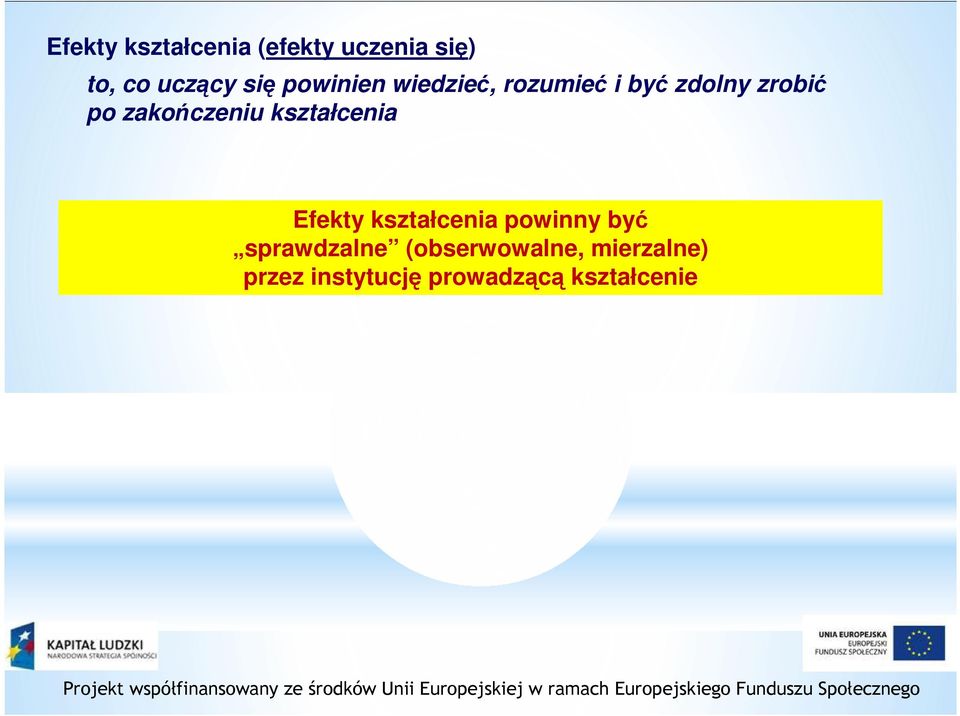 zakończeniu kształcenia Efekty kształcenia powinny być