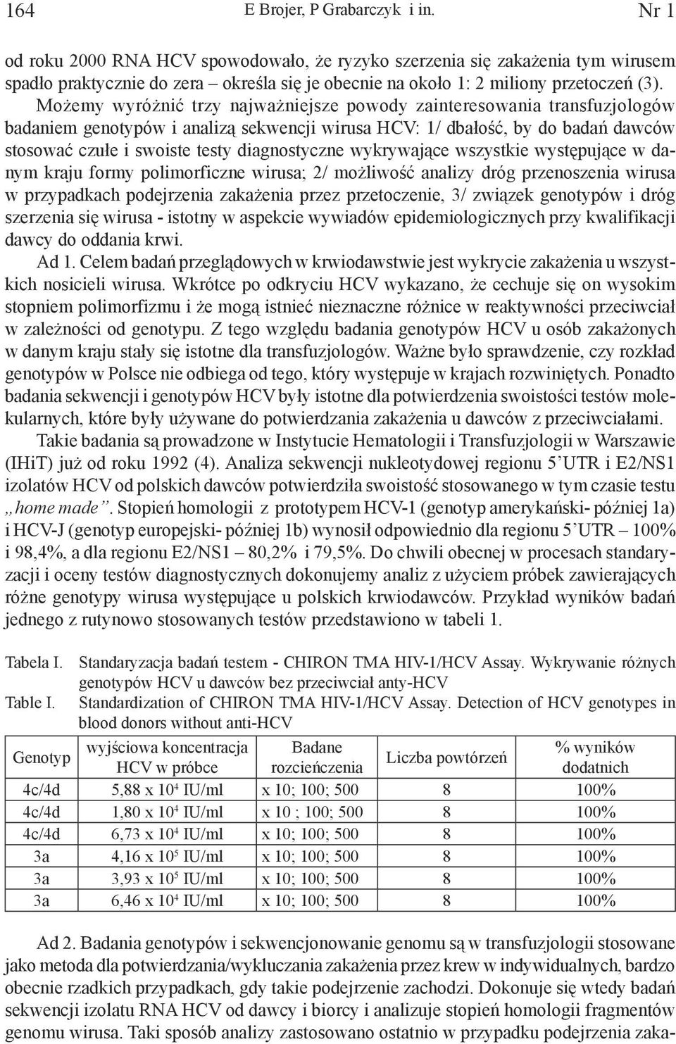 Możemy wyróżnić trzy najważniejsze powody zainteresowania transfuzjologów badaniem genotypów i analizą sekwencji wirusa HCV: 1/ dbałość, by do badań dawców stosować czułe i swoiste testy