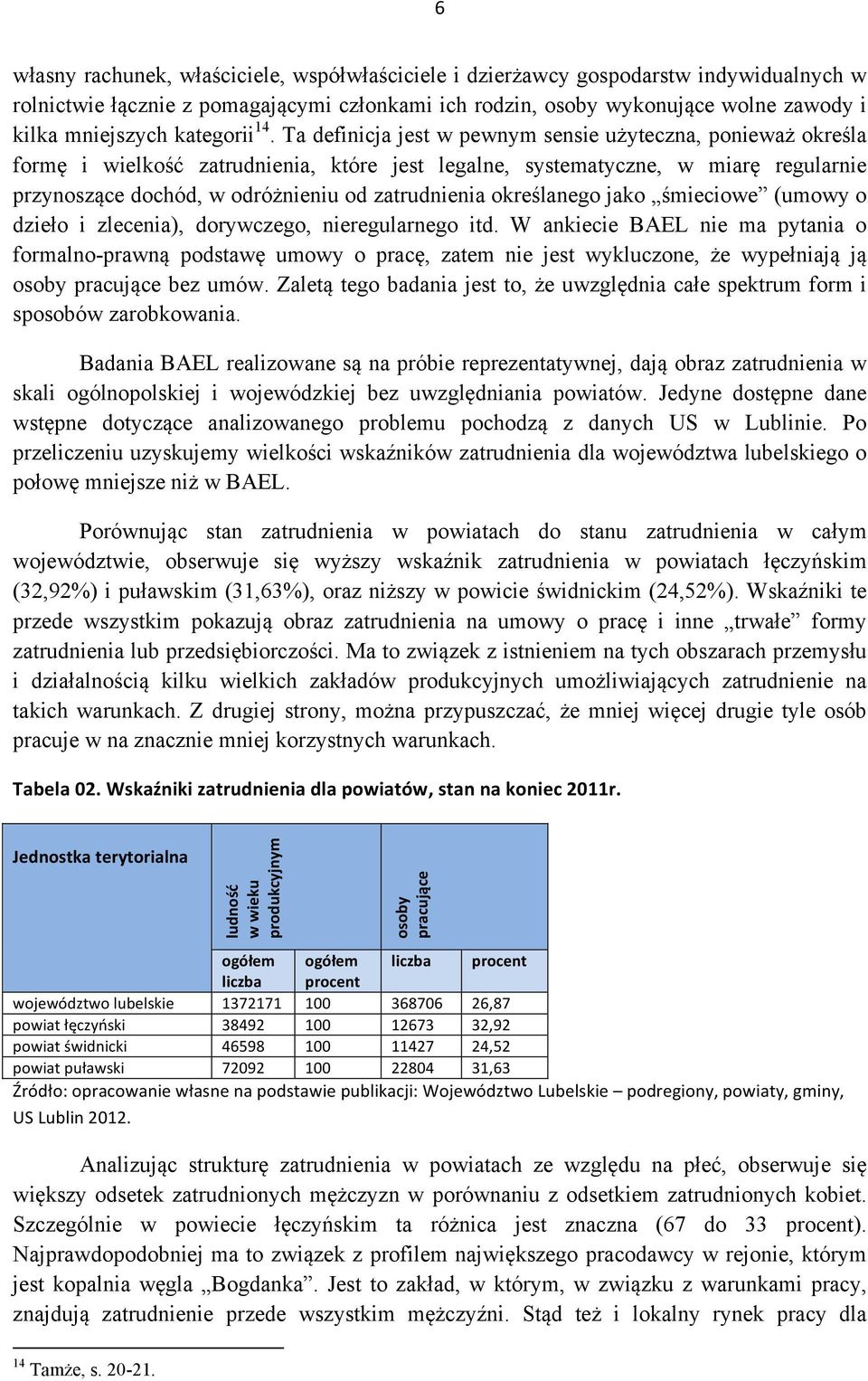 Ta definicja jest w pewnym sensie użyteczna, ponieważ określa formę i wielkość zatrudnienia, które jest legalne, systematyczne, w miarę regularnie przynoszące dochód, w odróżnieniu od zatrudnienia