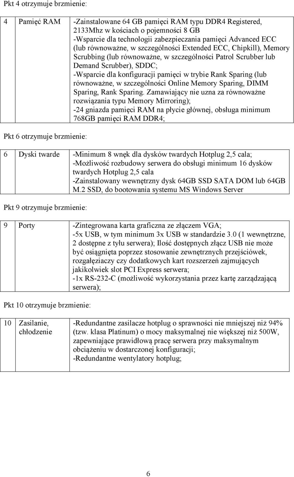 Sparing (lub równoważne, w szczególności Online Memory Sparing, DIMM Sparing, Rank Sparing.