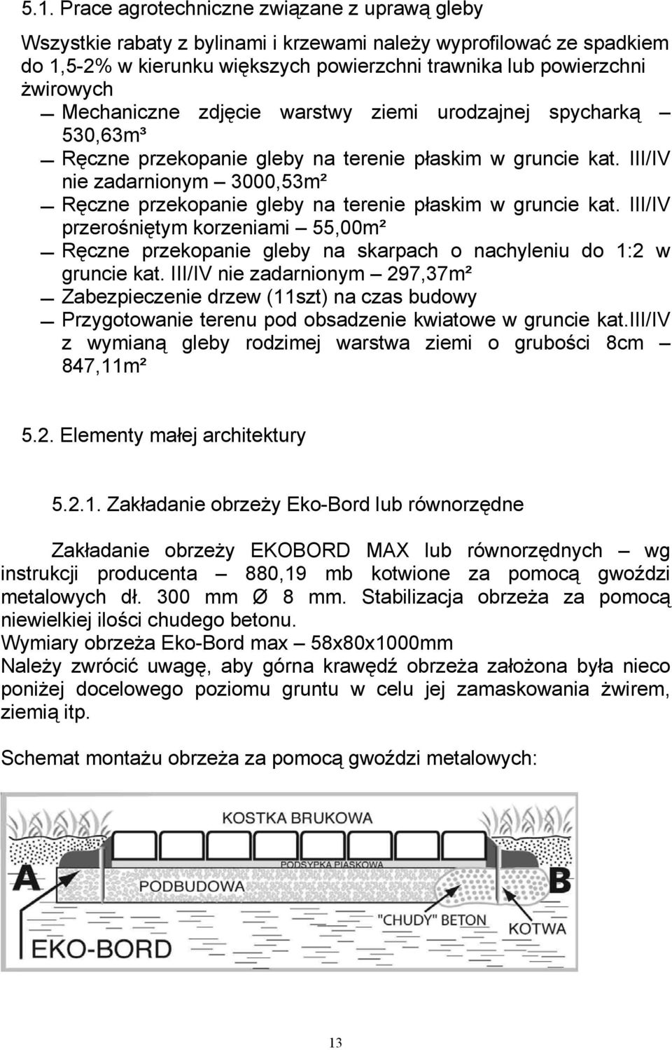 III/IV nie zadarnionym 3000,53m² Ręczne przekopanie gleby na terenie płaskim w gruncie kat.