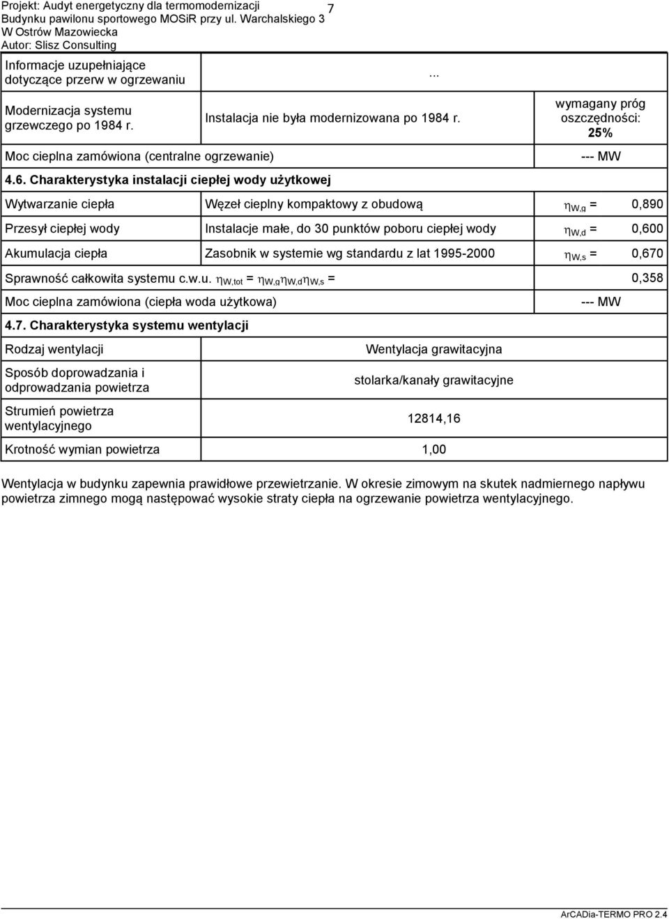 wymagany próg oszczędności: 25% --- MW Wytwarzanie ciepła Węzeł cieplny kompaktowy z obudową W,g = 0,890 Przesył ciepłej wody Instalacje małe, do 30 punktów poboru ciepłej wody W,d = 0,600 Akumulacja