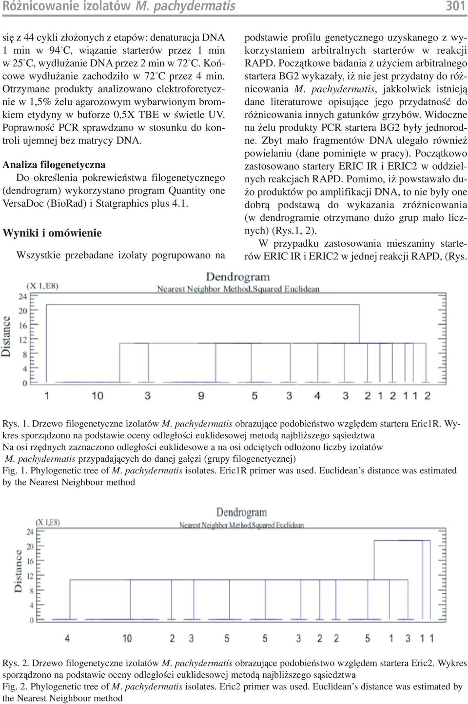 Poprawność PCR sprawdzano w stosunku do kon troli ujemnej bez matrycy DNA.