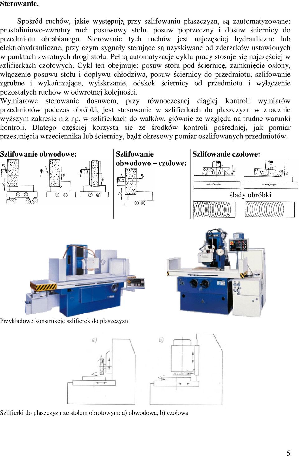 Pełn automatyzacje cyklu pracy stosuje si najczciej w szlifierkach czołowych.