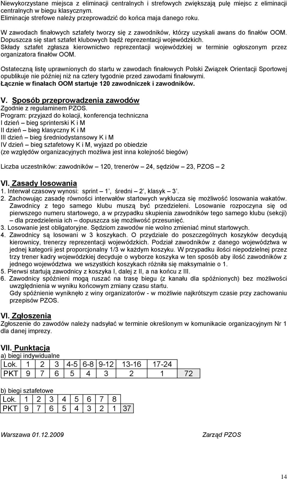 Składy sztafet zgłasza kierownictwo reprezentacji wojewódzkiej w terminie ogłoszonym przez organizatora finałów OOM.