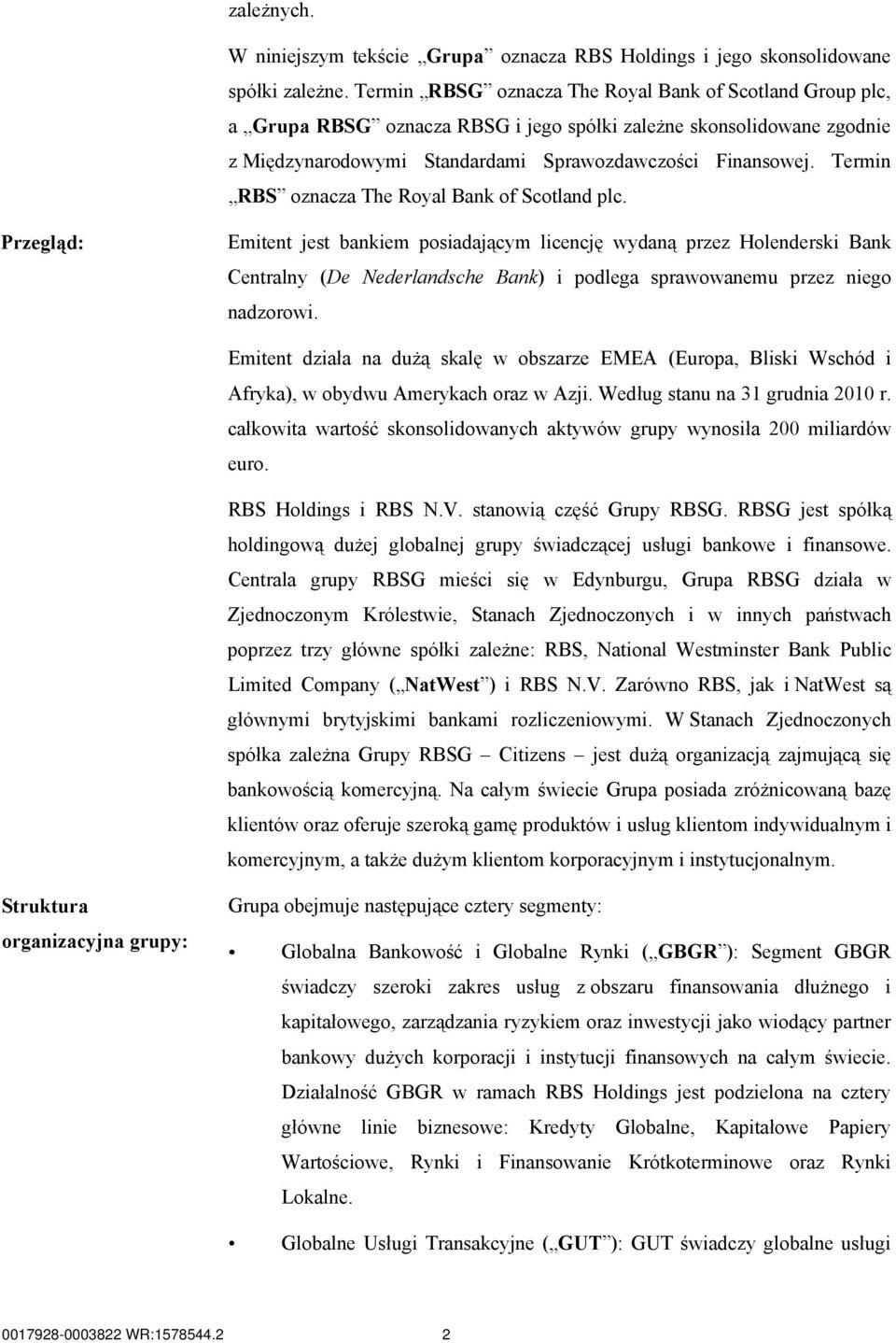 Termin RBS oznacza The Royal Bank of Scotland plc.