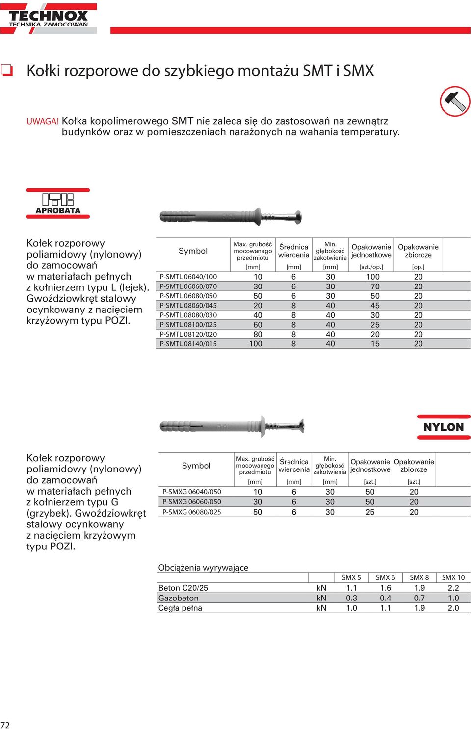 Gwoździowkręt stalowy krzyŝowym [mm] P-SMTL 06040/100 10 6 30 100 20 P-SMTL 06060/070 30 6 30 70 20 P-SMTL 06080/050 50 6 30 50 20 P-SMTL 08060/045 20 8 40 45 20 P-SMTL 08080/030 40 8 40 30 20 P-SMTL