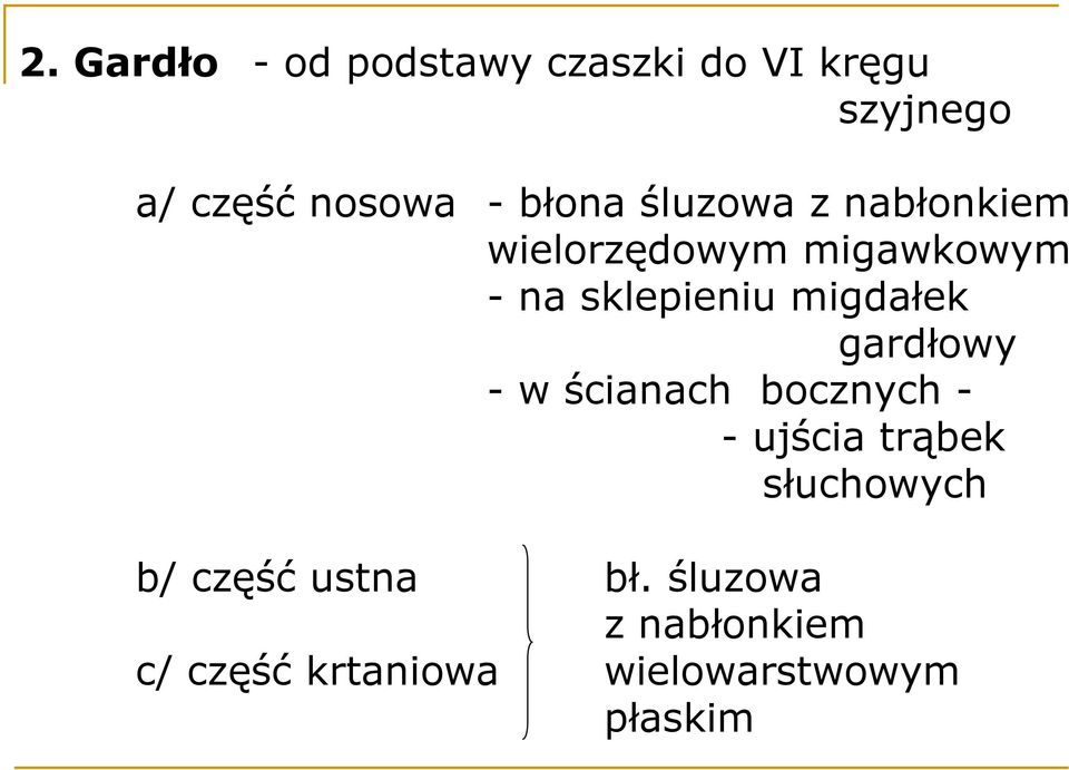 migdałek gardłowy - w ścianach bocznych - - ujścia trąbek słuchowych b/