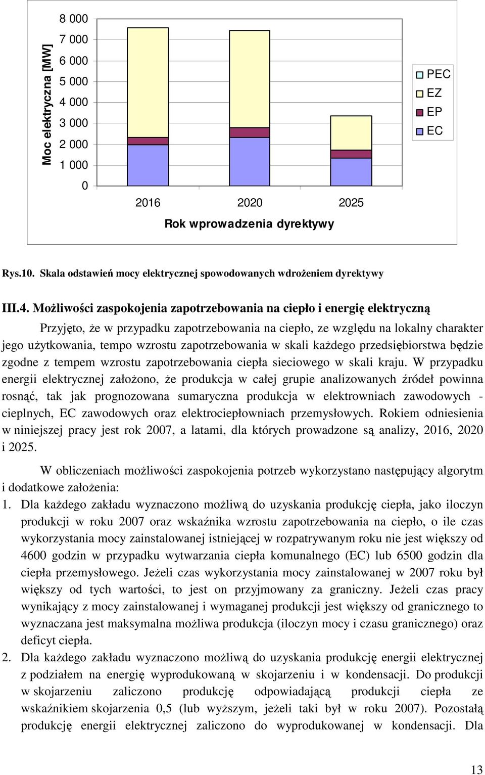 MoŜliwości zaspokojenia zapotrzebowania na ciepło i energię elektryczną Przyjęto, Ŝe w przypadku zapotrzebowania na ciepło, ze względu na lokalny charakter jego uŝytkowania, tempo wzrostu