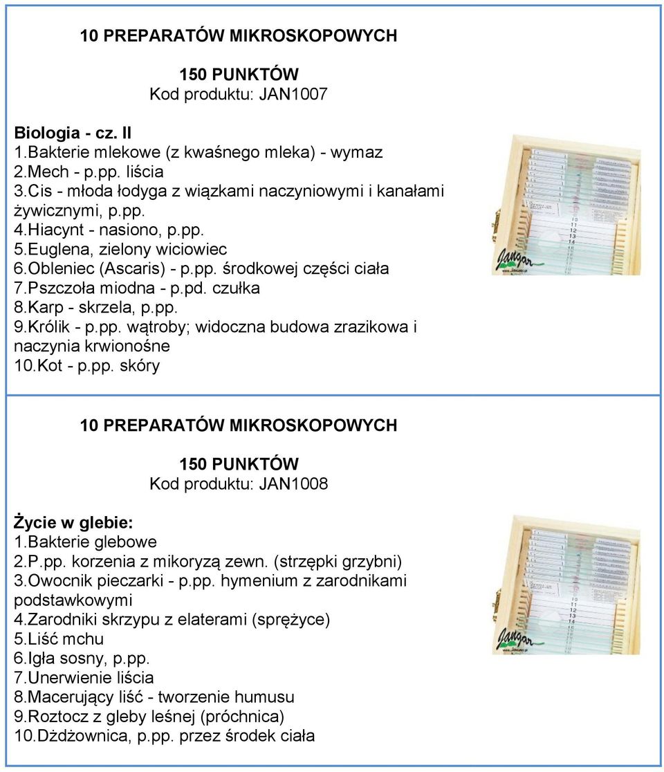 Kot - p.pp. skóry Kod produktu: JAN1008 Życie w glebie: 1.Bakterie glebowe 2.P.pp. korzenia z mikoryzą zewn. (strzępki grzybni) 3.Owocnik pieczarki - p.pp. hymenium z zarodnikami podstawkowymi 4.