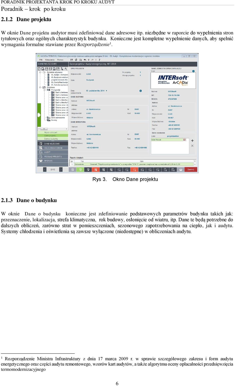 Rys 3. Okno Dane projektu 2.1.