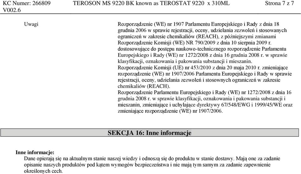 dostosowujące do postępu naukowo-technicznego rozporządzenie Parlamentu Europejskiego i Rady (WE) nr 1272/2008 z dnia 16 grudnia 2008 r.