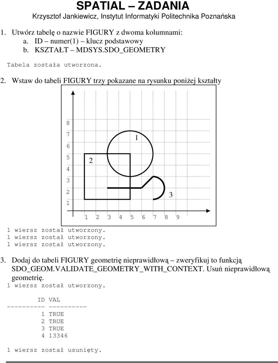 Wstaw do tabeli FIGURY trzy pokazane na rysunku poniżej kształty 8 7 6 5 4 3 2 1 2 1 3 3.