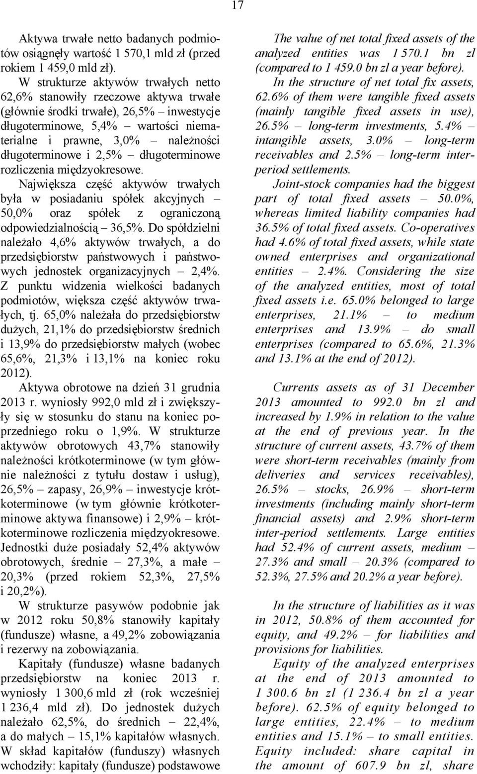 długoterminowe i 2,5% długoterminowe rozliczenia międzyokresowe. Największa część aktywów trwałych była w posiadaniu spółek akcyjnych 50,0% oraz spółek z ograniczoną odpowiedzialnością 36,5%.