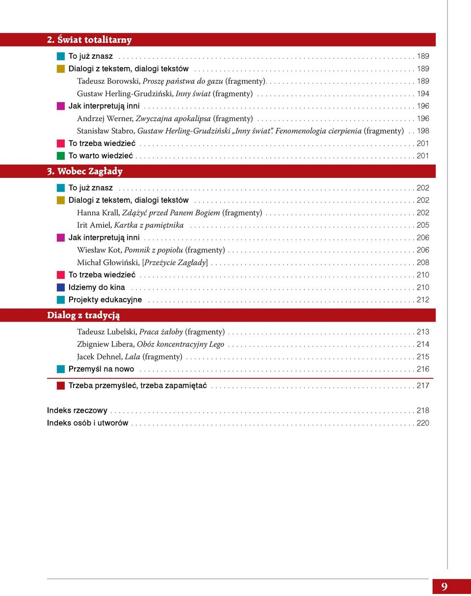 ..198 g To trzeba wiedzieć...201 g To warto wiedzieć....201 3. Wobec Zagłady g To już znasz...202 g Dialogi z tekstem, dialogi tekstów...202 Hanna Krall, Zdążyć przed Panem Bogiem (fragmenty).