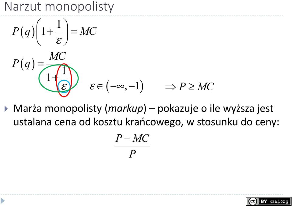 (markup) pokazuje o ile wyższa jest ustalana