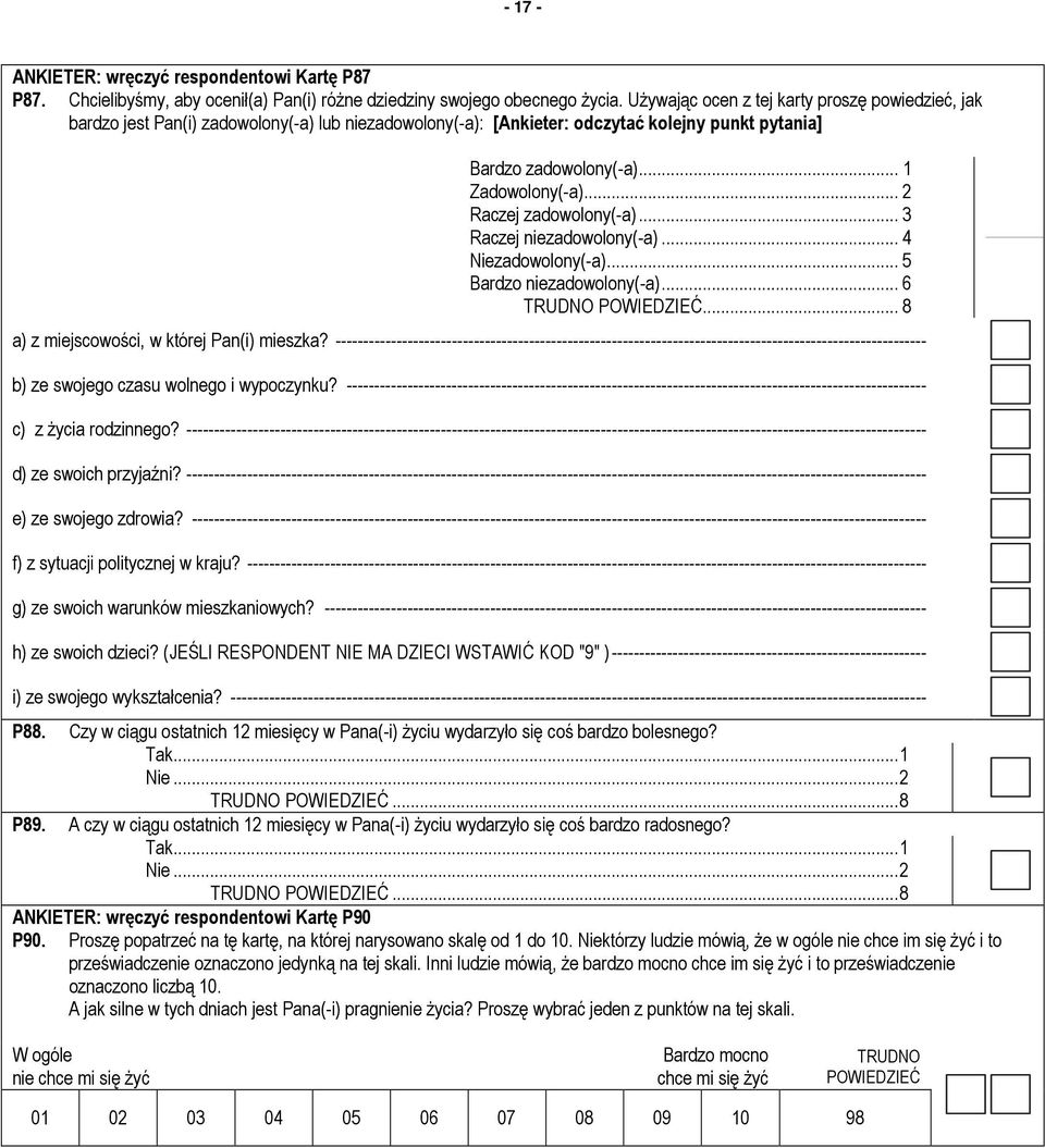 .. 2 Raczej zadowolony(-a)... 3 Raczej niezadowolony(-a)... 4 Niezadowolony(-a)... 5 Bardzo niezadowolony(-a)... 6 a) z miejscowości, w której Pan(i) mieszka?