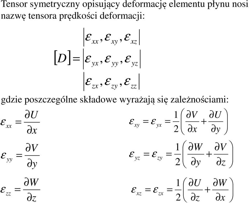 zx zy gdzie poszczególne składowe wyrażają się zależnościami: xx