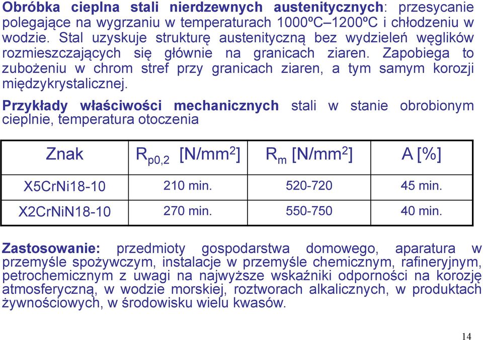 Zapobiega to zubożeniu w chrom stref przy granicach ziaren, a tym samym korozji międzykrystalicznej.