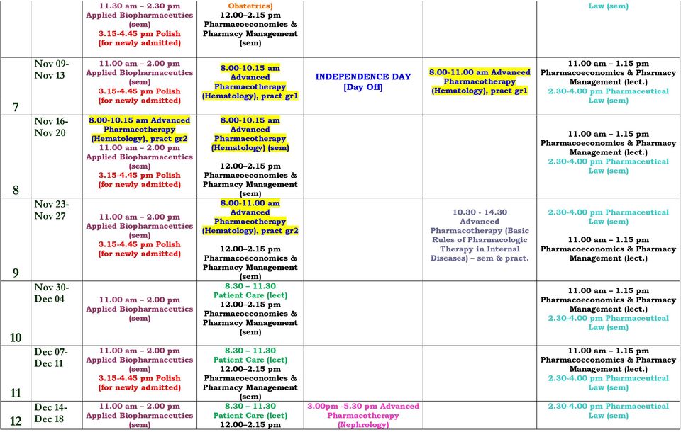 Dec 14- Dec 18 (Hematology), pract gr2 (Hematology), pract gr1 (Hematology) (Hematology), pract gr2