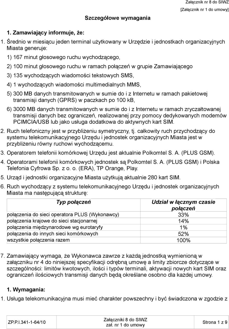 grupie Zamawiającego 3) 135 wychodzących wiadomości tekstowych SMS, 4) 1 wychodzących wiadomości multimedialnych MMS, 5) 300 MB danych transmitowanych w sumie do i z Internetu w ramach pakietowej