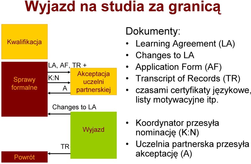 Form (AF) Transcript of Records (TR) czasami certyfikaty językowe, listy motywacyjne itp.