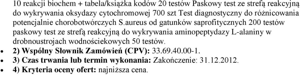 aureus od gatunków saprofitycznych 200 testów paskowy test ze strefą reakcyjną do wykrywania aminopeptydazy L-alaniny w