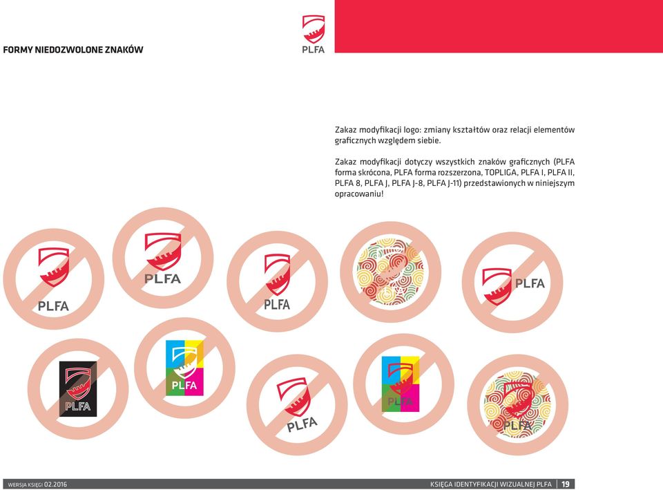 Zakaz modyfikacji dotyczy wszystkich znaków graficznych (PLFA forma skrócona, PLFA forma