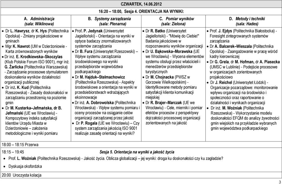 Żarlicka (Politechnika Warszawska) - Zarządzanie procesowe stymulatorem doskonalenia wyników działalności organizacji publicznej Dr inż. K.