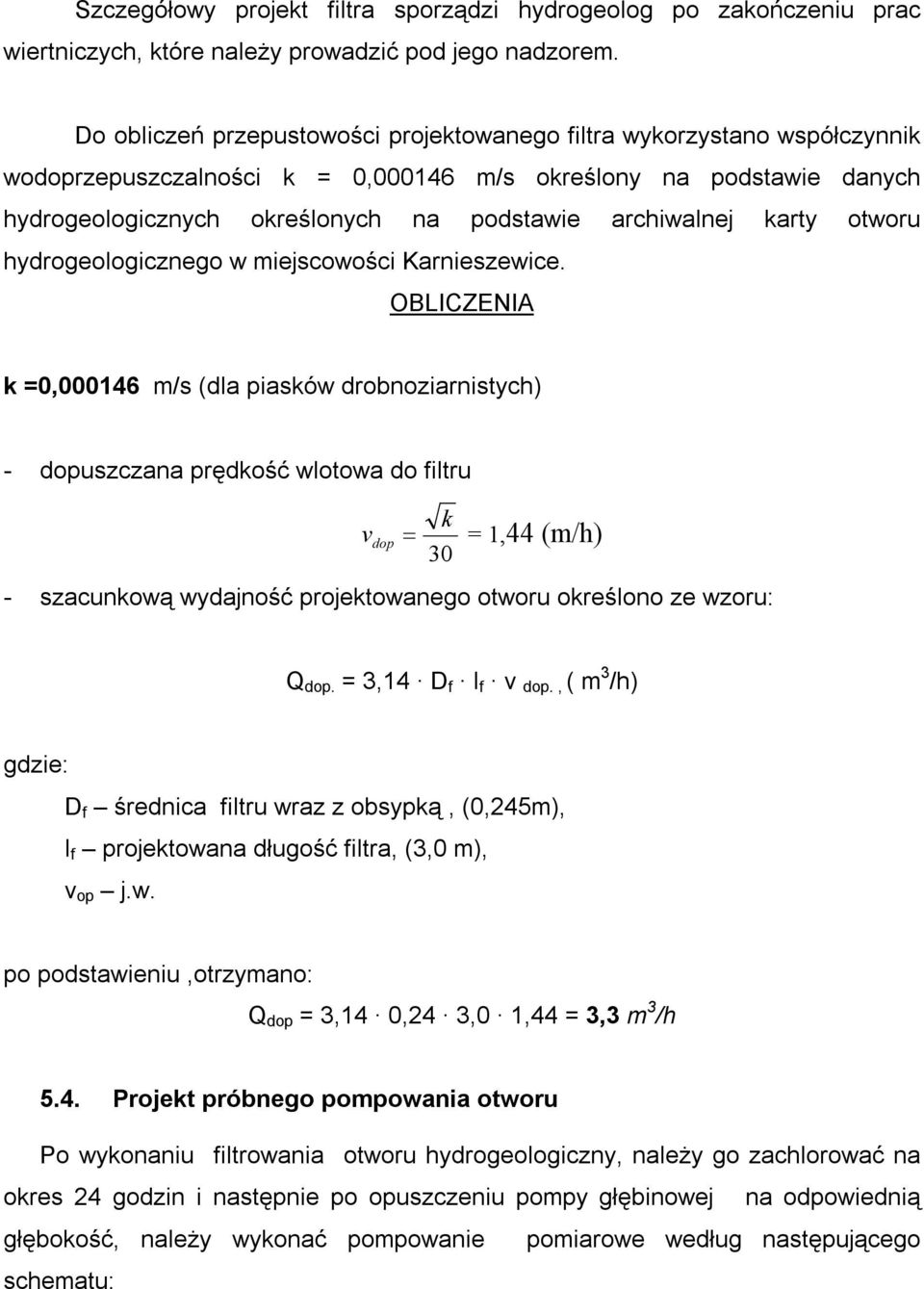 karty otworu hydrogeologicznego w miejscowości Karnieszewice.