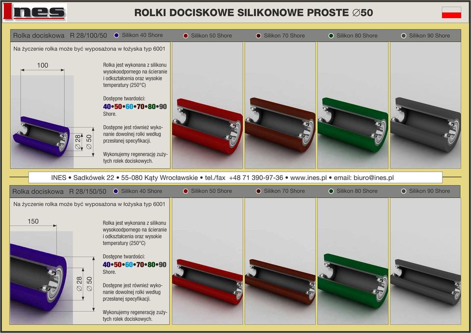 łożyska typ 6001 100 50 Rolka dociskowa R 28/150/50 Na