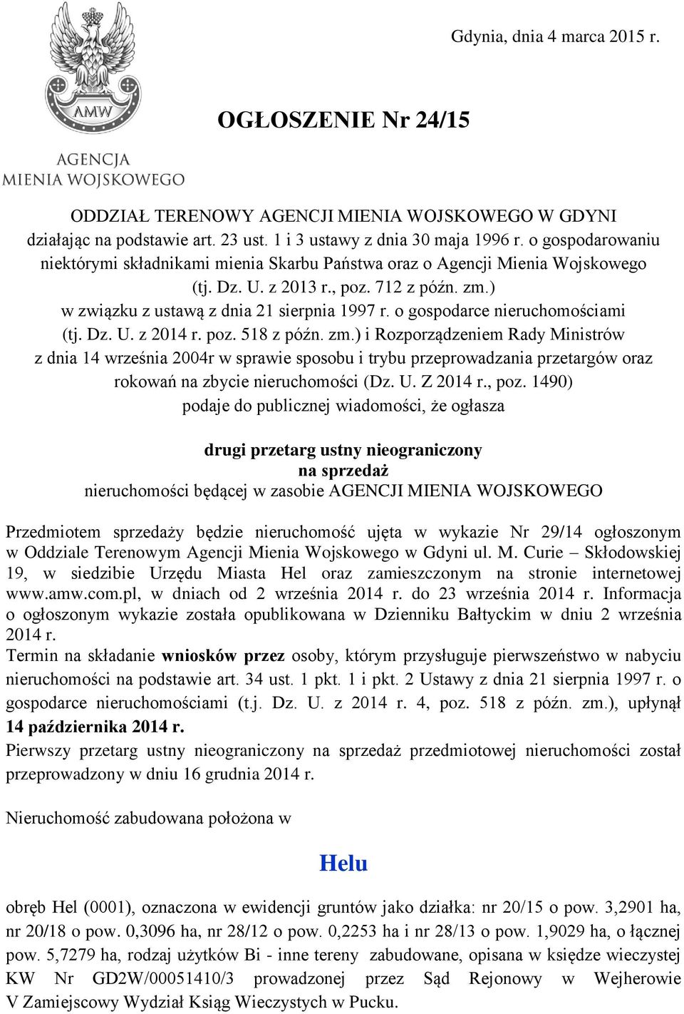 o gospodarce nieruchomościami (tj. Dz. U. z 2014 r. poz. 518 z późn. zm.