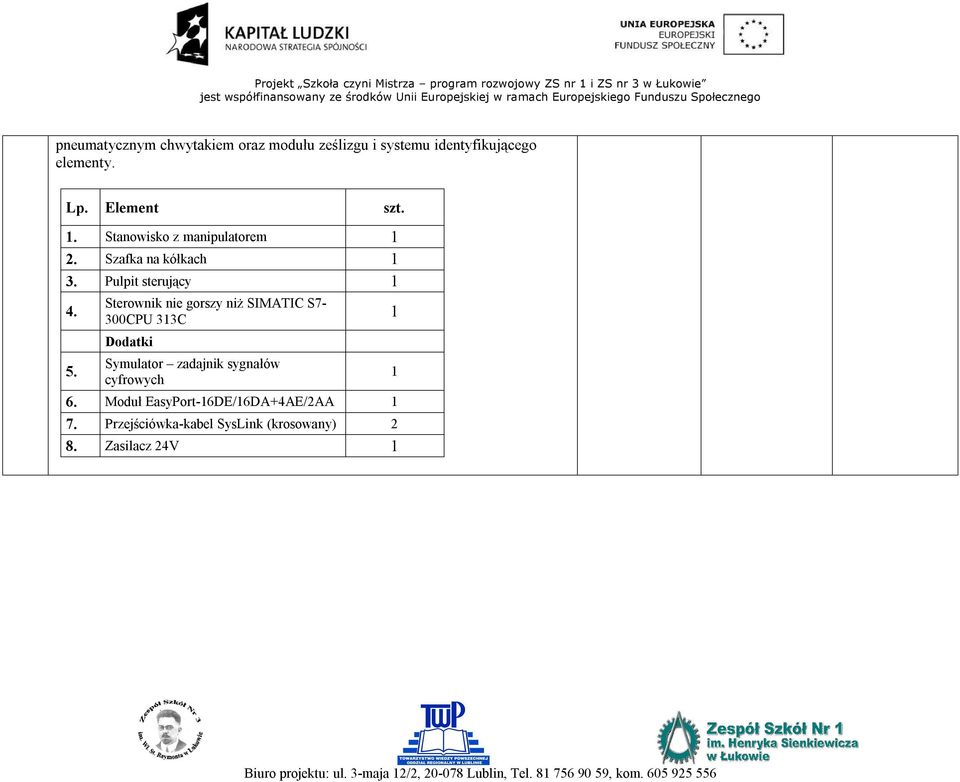 Sterownik nie gorszy niż SIMATIC S7-300CPU 33C Dodatki Symulator zadajnik sygnałów cyfrowych 6. Moduł EasyPort-6DE/6DA+4AE/2AA 7.