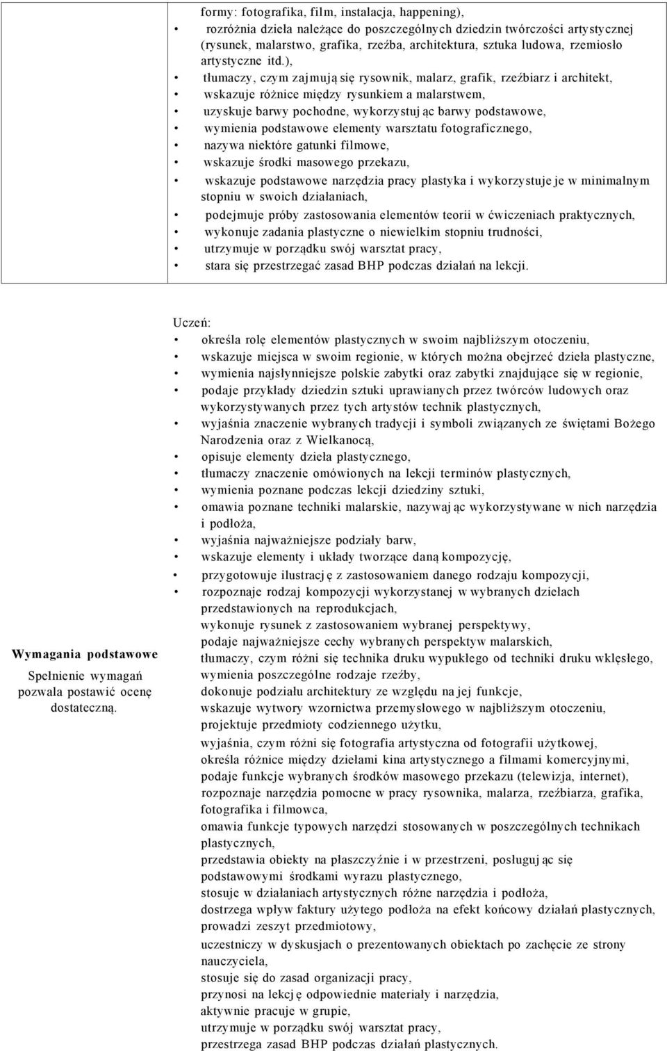 ), tłumaczy, czym zajmują się rysownik, malarz, grafik, rzeźbiarz i architekt, wskazuje różnice między rysunkiem a malarstwem, uzyskuje barwy pochodne, wykorzystuj ąc barwy podstawowe, wymienia