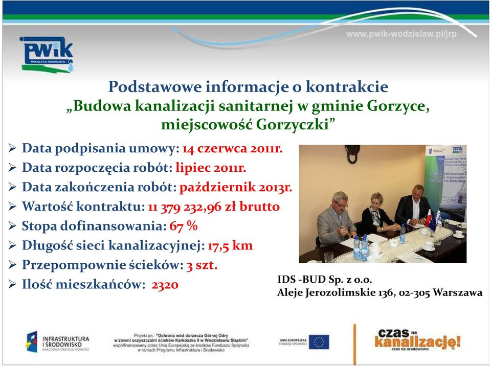 Data zakończenia robót: październik 2013r.