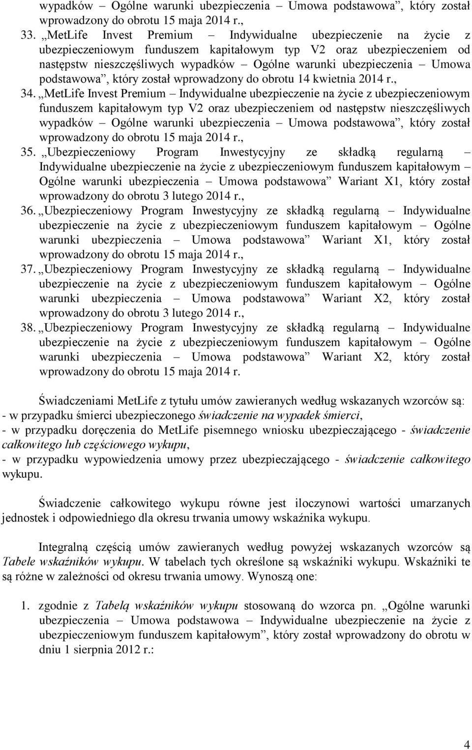 podstawowa, który został wprowadzony do obrotu 14 kwietnia 2014 r., 34.  podstawowa, który został wprowadzony do obrotu 15 maja 2014 r., 35.