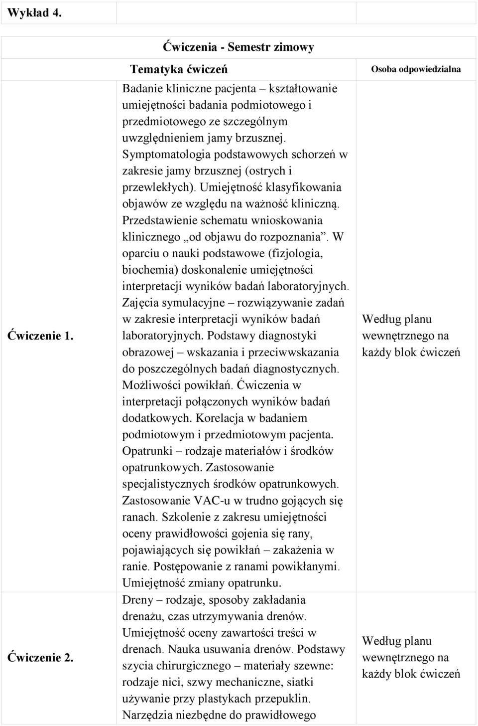 Symptomatologia podstawowych schorzeń w zakresie jamy brzusznej (ostrych i przewlekłych). Umiejętność klasyfikowania objawów ze względu na ważność kliniczną.