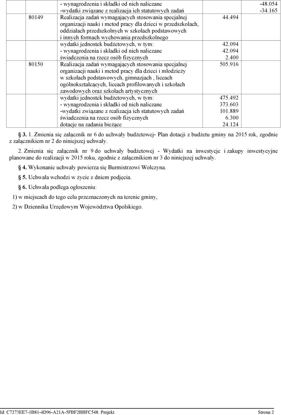 profilowanych i szkołach zawodowych oraz szkołach artystycznych dotacje na zadania bieżące 44.494 42.94 42.94 2.4 55.916 475.492 373.63 11