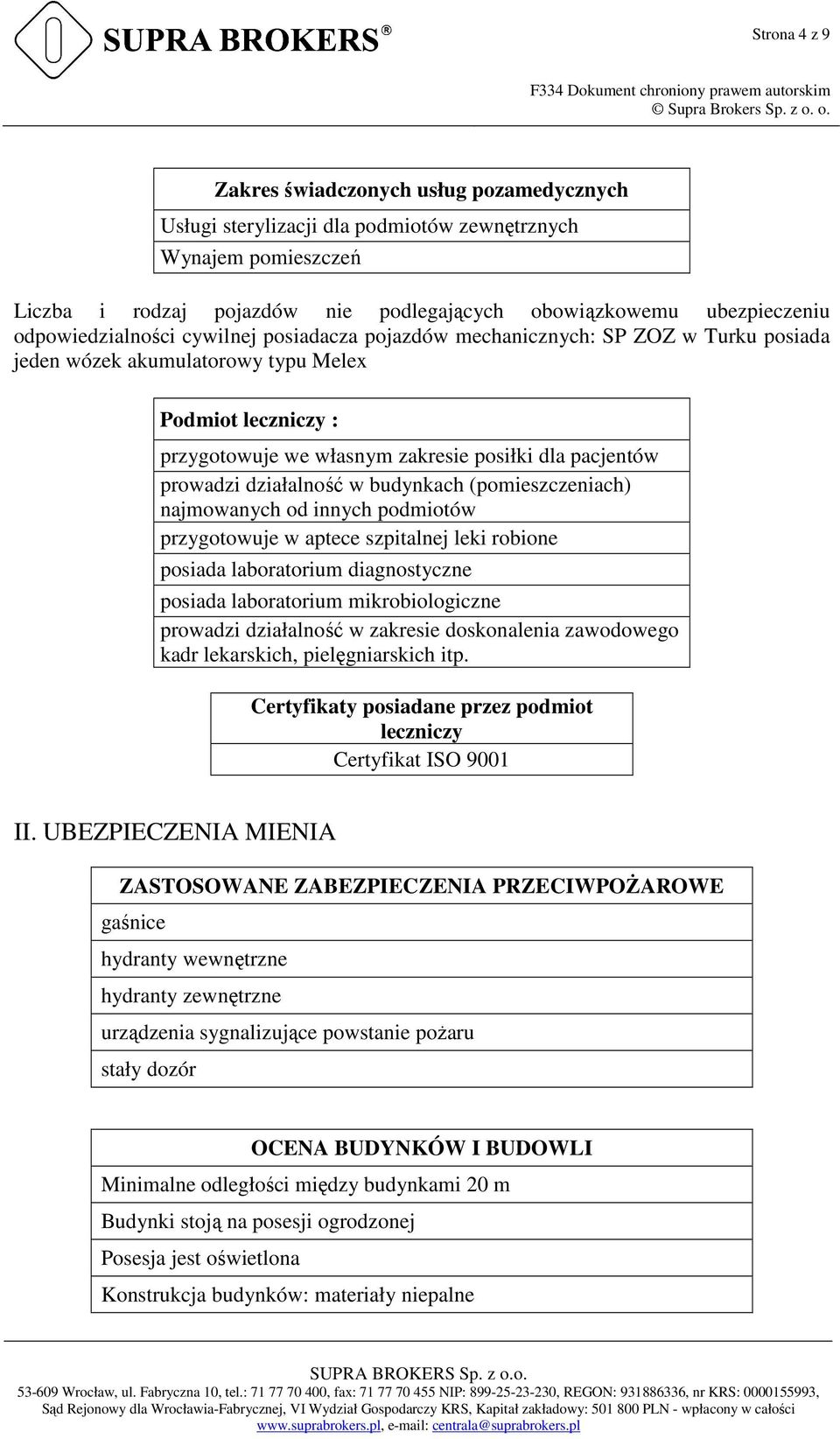 prowadzi działalność w budynkach (pomieszczeniach) najmowanych od innych podmiotów przygotowuje w aptece szpitalnej leki robione posiada laboratorium diagnostyczne posiada laboratorium