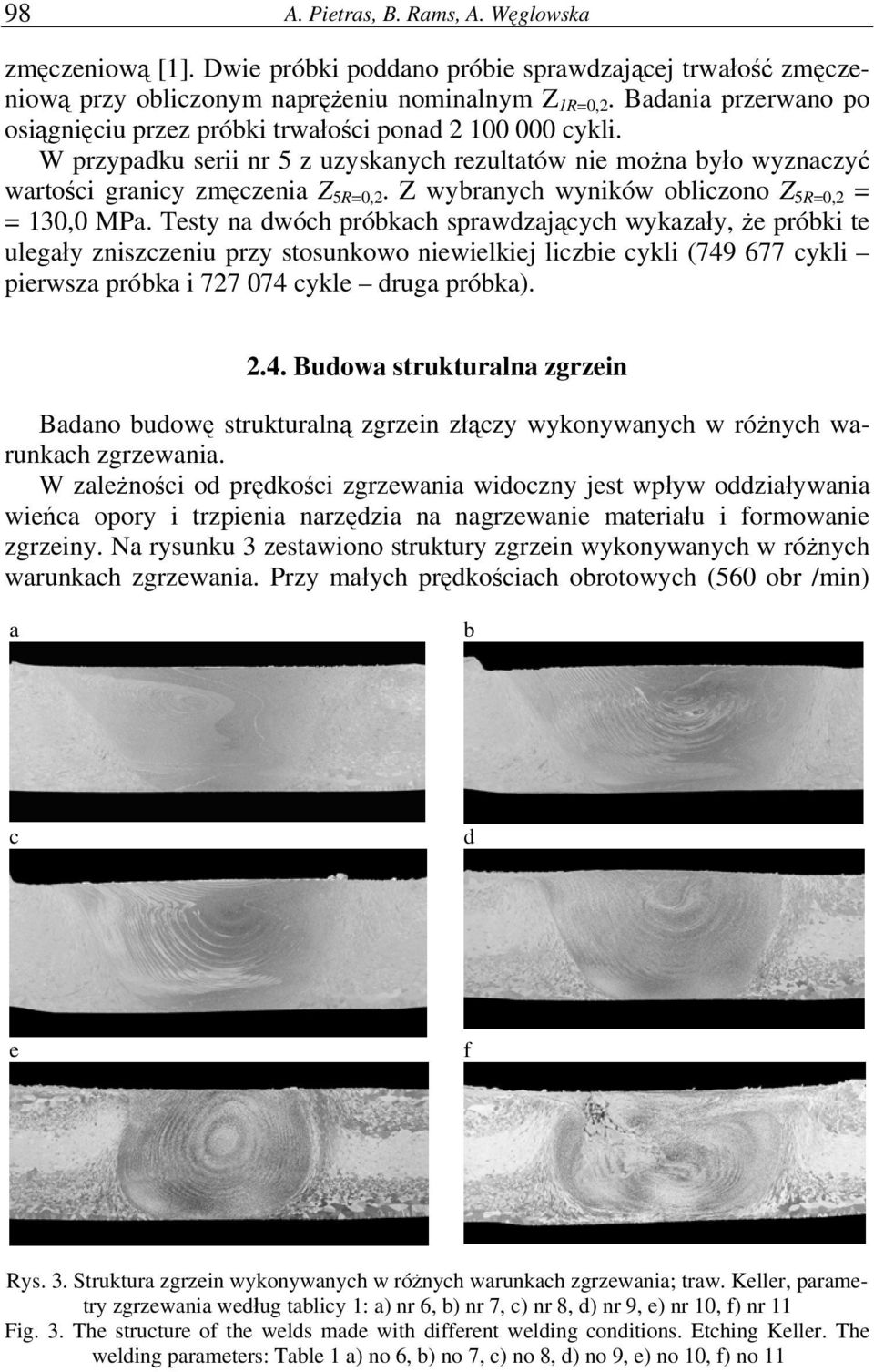 Z wybranych wyników obliczono Z 5R=0,2 = = 130,0 MPa.