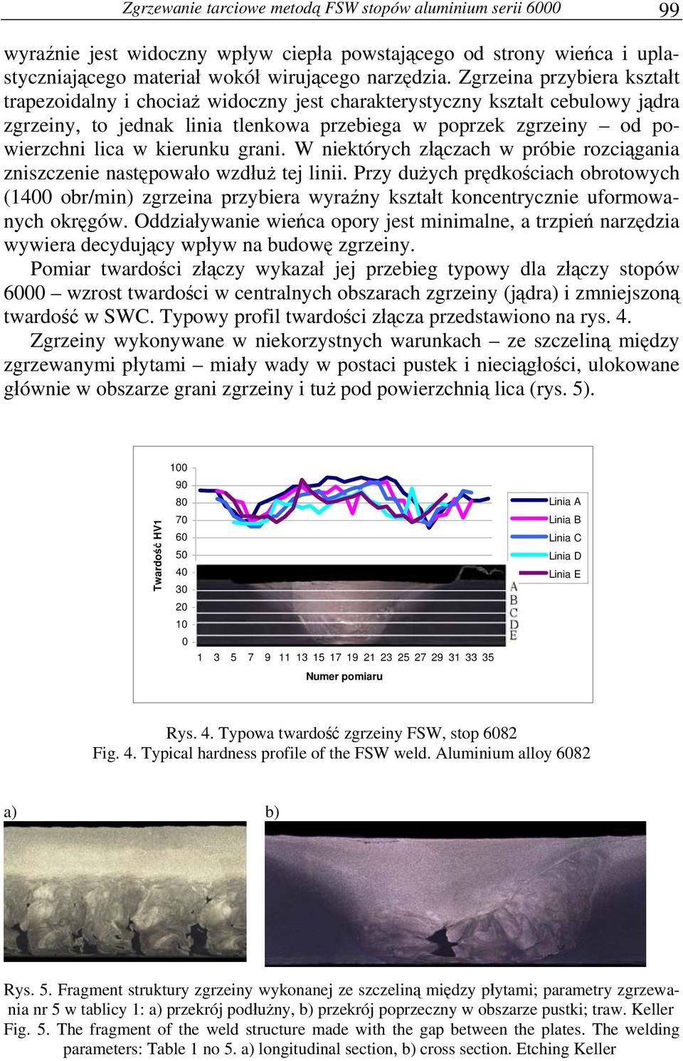 kierunku grani. W niektórych złączach w próbie rozciągania zniszczenie następowało wzdłuż tej linii.