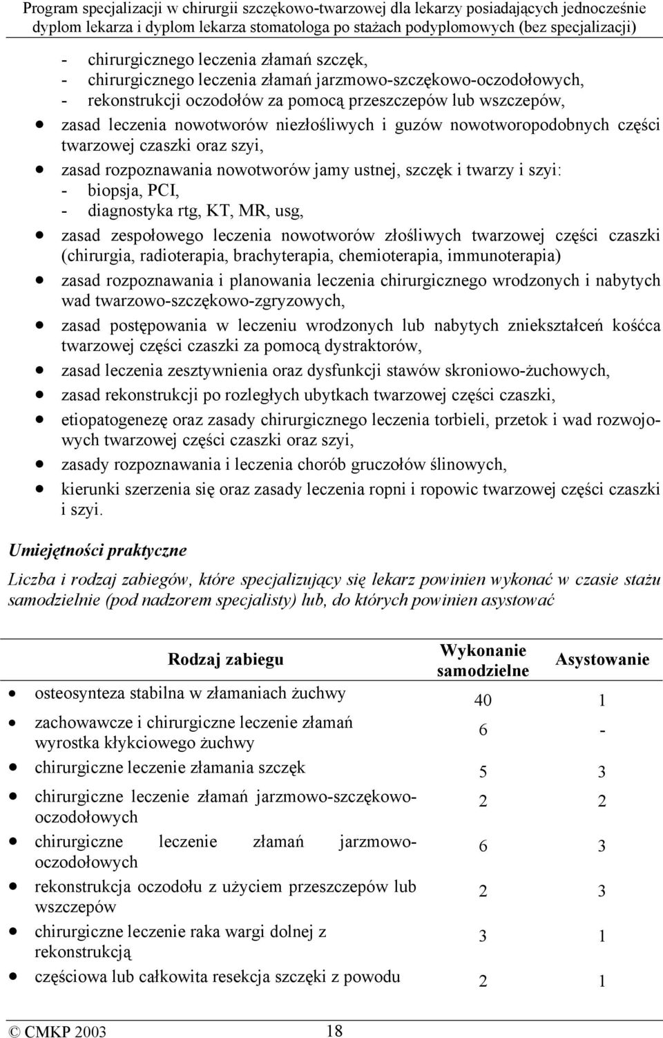 zespołowego leczenia nowotworów złośliwych twarzowej części czaszki (chirurgia, radioterapia, brachyterapia, chemioterapia, immunoterapia) zasad rozpoznawania i planowania leczenia chirurgicznego