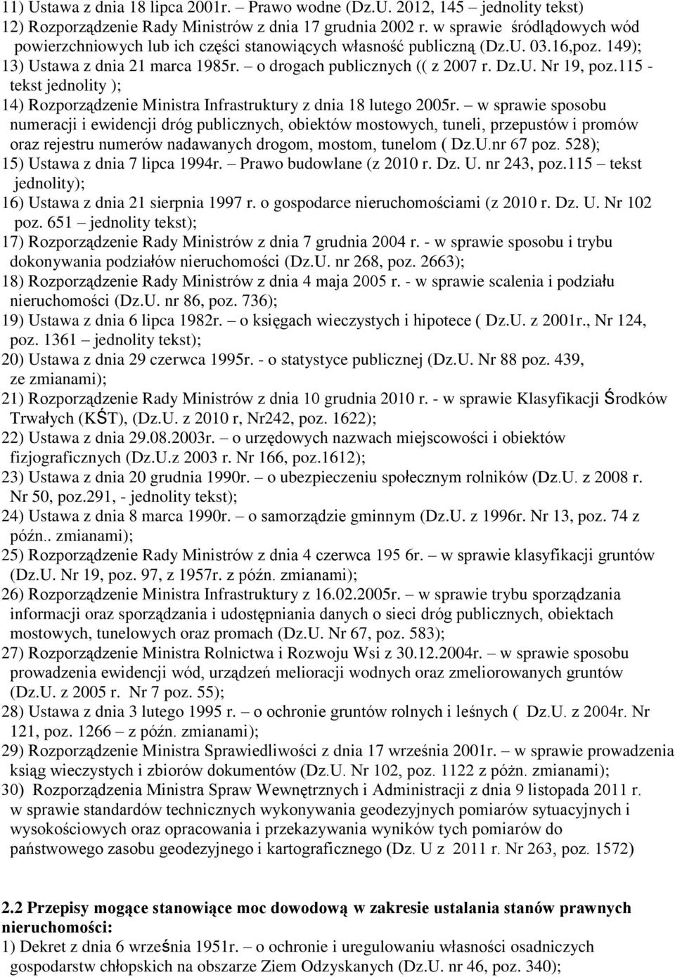 115 - tekst jednolity ); 14) Rozporządzenie Ministra Infrastruktury z dnia 18 lutego 2005r.