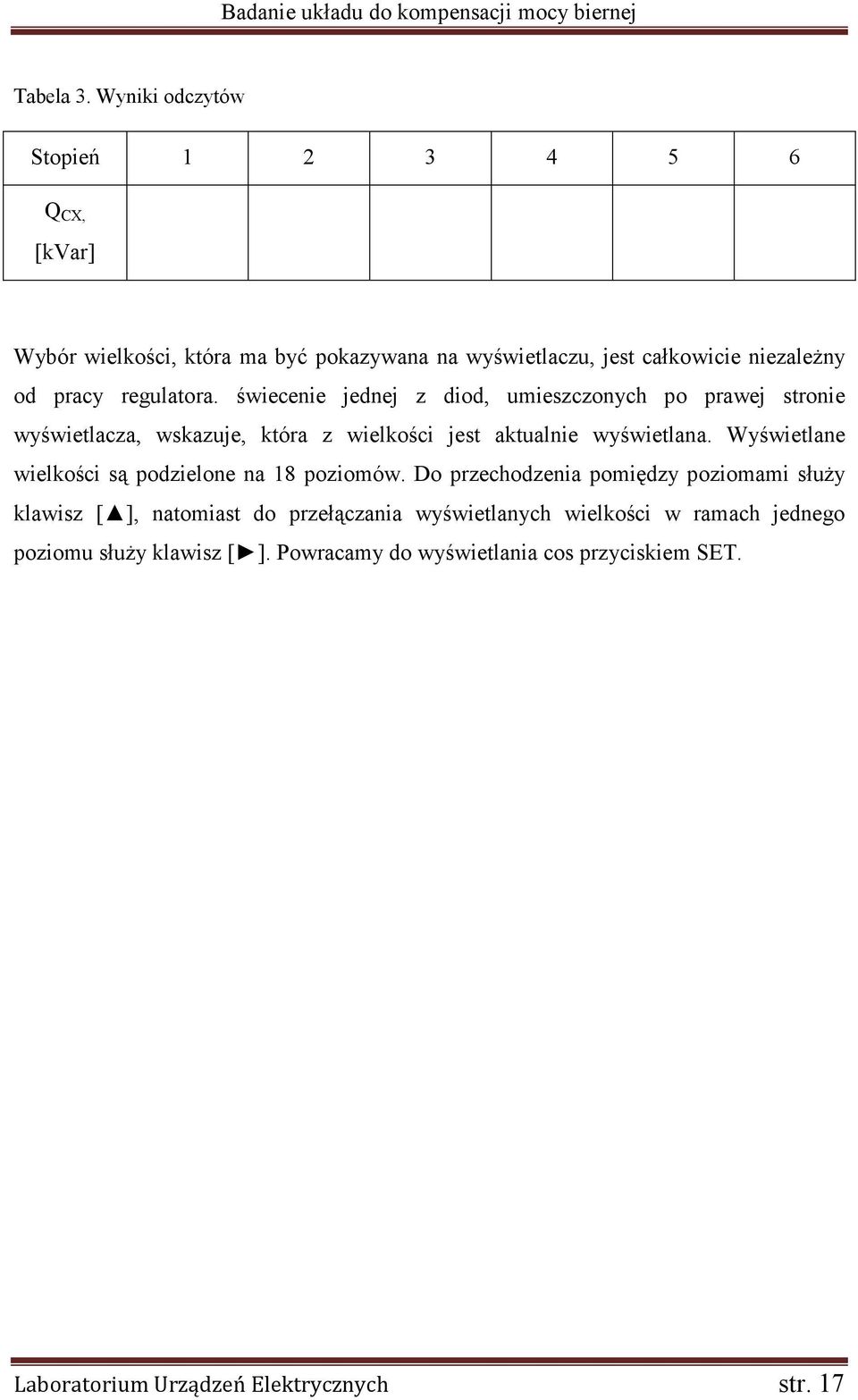 regulatora. świecenie jednej z diod, umieszczonych po prawej stronie wyświetlacza, wskazuje, która z wielkości jest aktualnie wyświetlana.