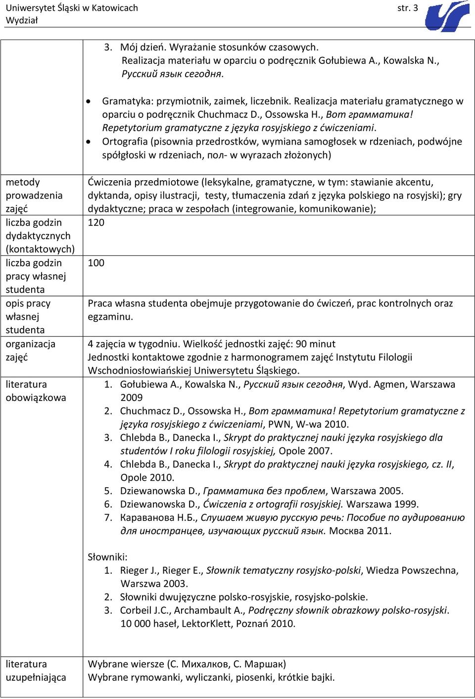 Repetytorium gramatyczne z języka rosyjskiego z ćwiczeniami.