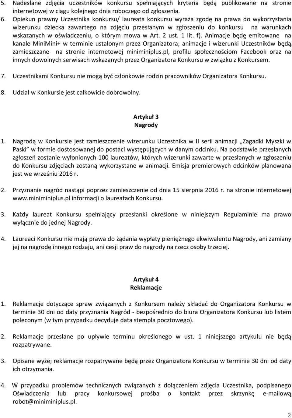oświadczeniu, o którym mowa w Art. 2 ust. 1 lit. f).