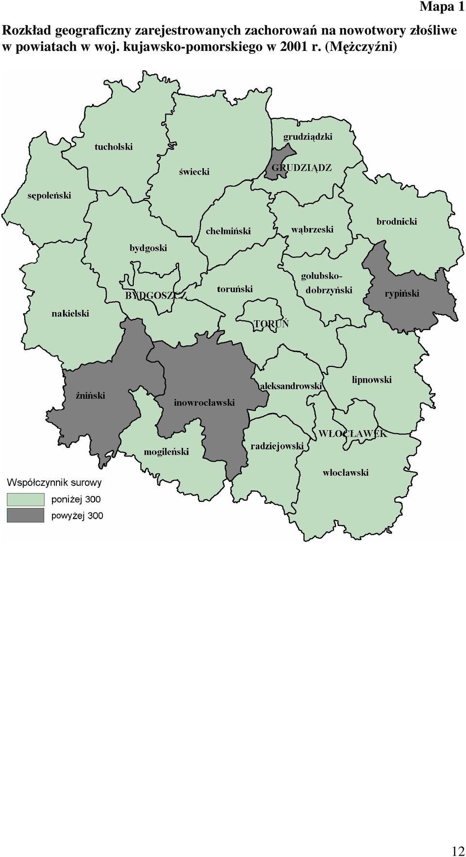 nowotwory złośliwe w powiatach w