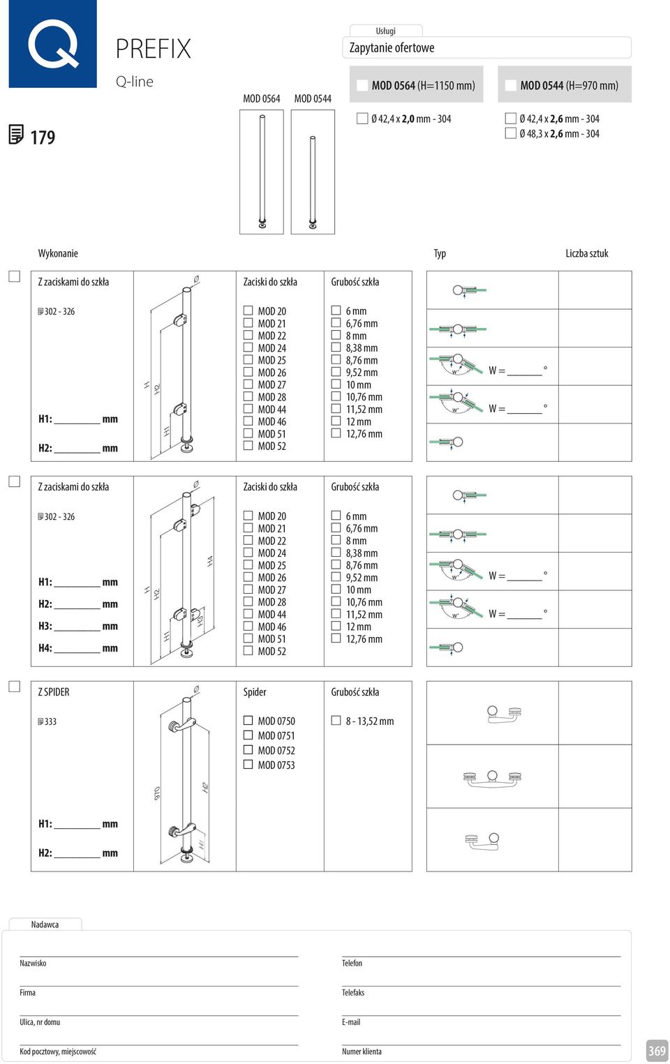 12,76 mm W = W = Z zaciskami do szkła Zaciski do szkła Grubość szkła 302-326 3: mm 4: mm 2 1 3 4 MOD 20 MOD 21 MOD 22 MOD 24 MOD 25 MOD 26 MOD 27 MOD 28 MOD 44 MOD 46 MOD 51 MOD